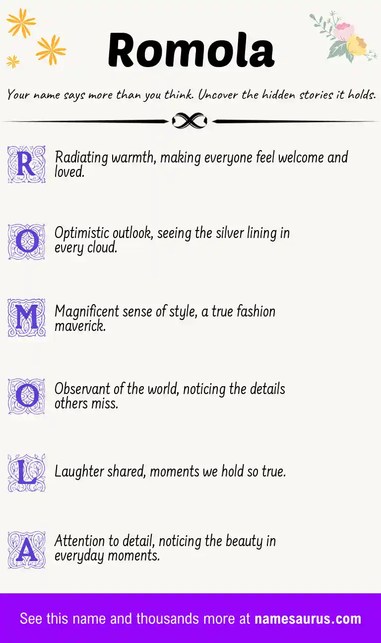 Acrostic poem about Romola.