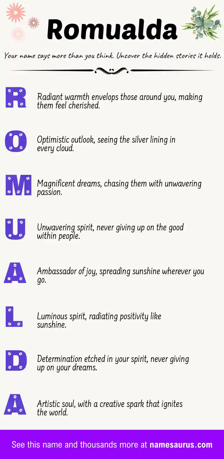 Acrostic poem about Romualda.