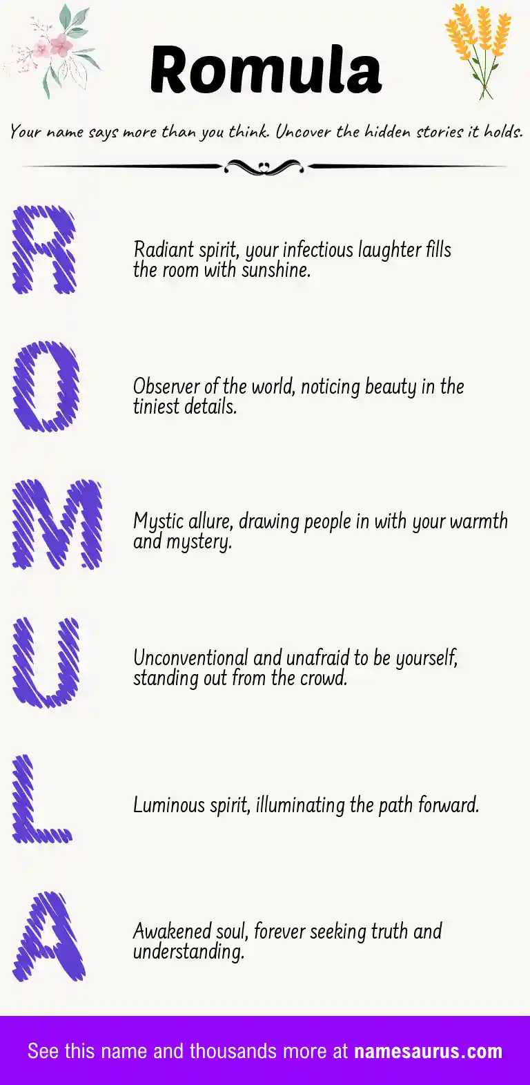 Acrostic poem about Romula.