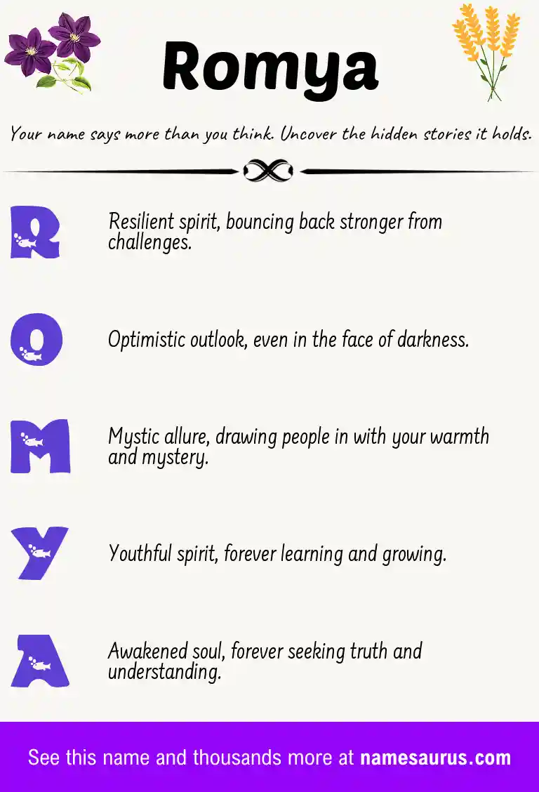 Acrostic poem about Romya.