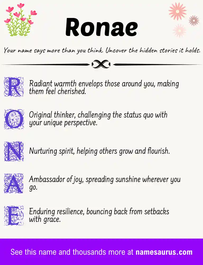 Acrostic poem about Ronae.