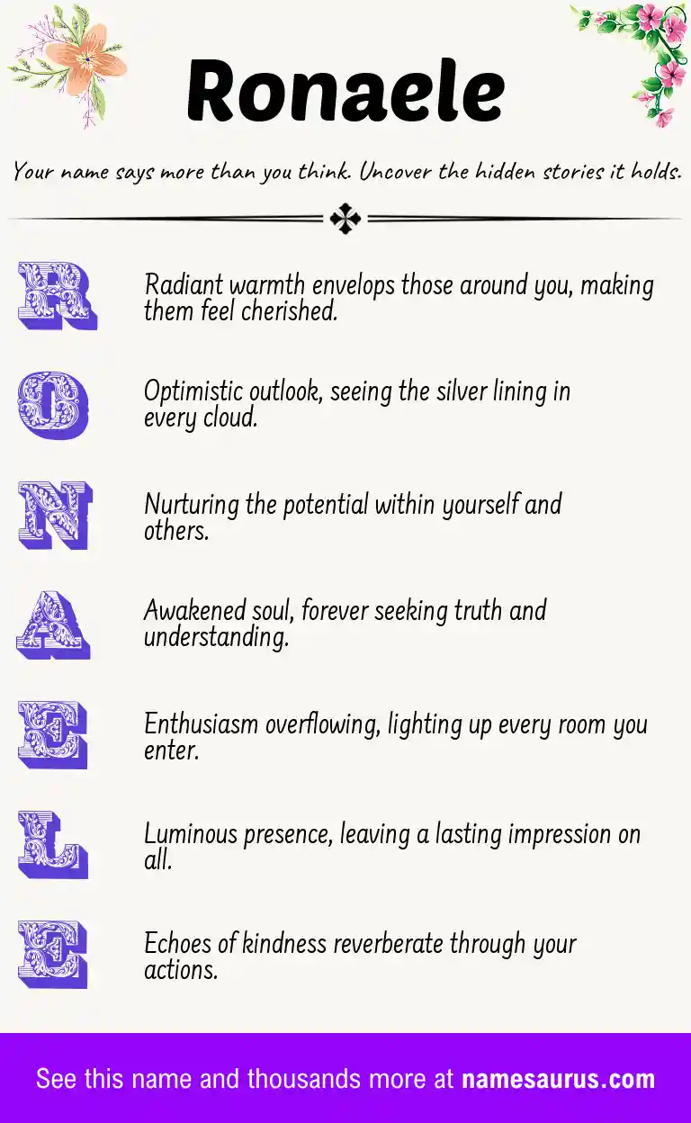 Acrostic poem about Ronaele.