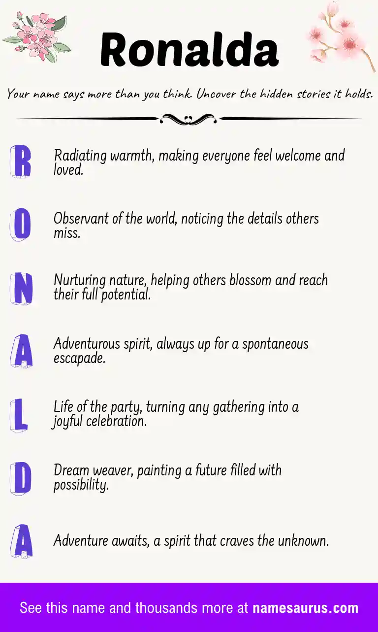 Acrostic poem about Ronalda.