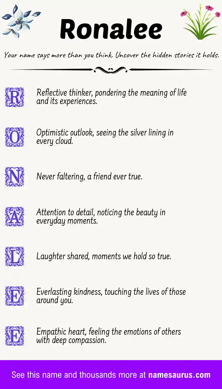 Acrostic poem about Ronalee.