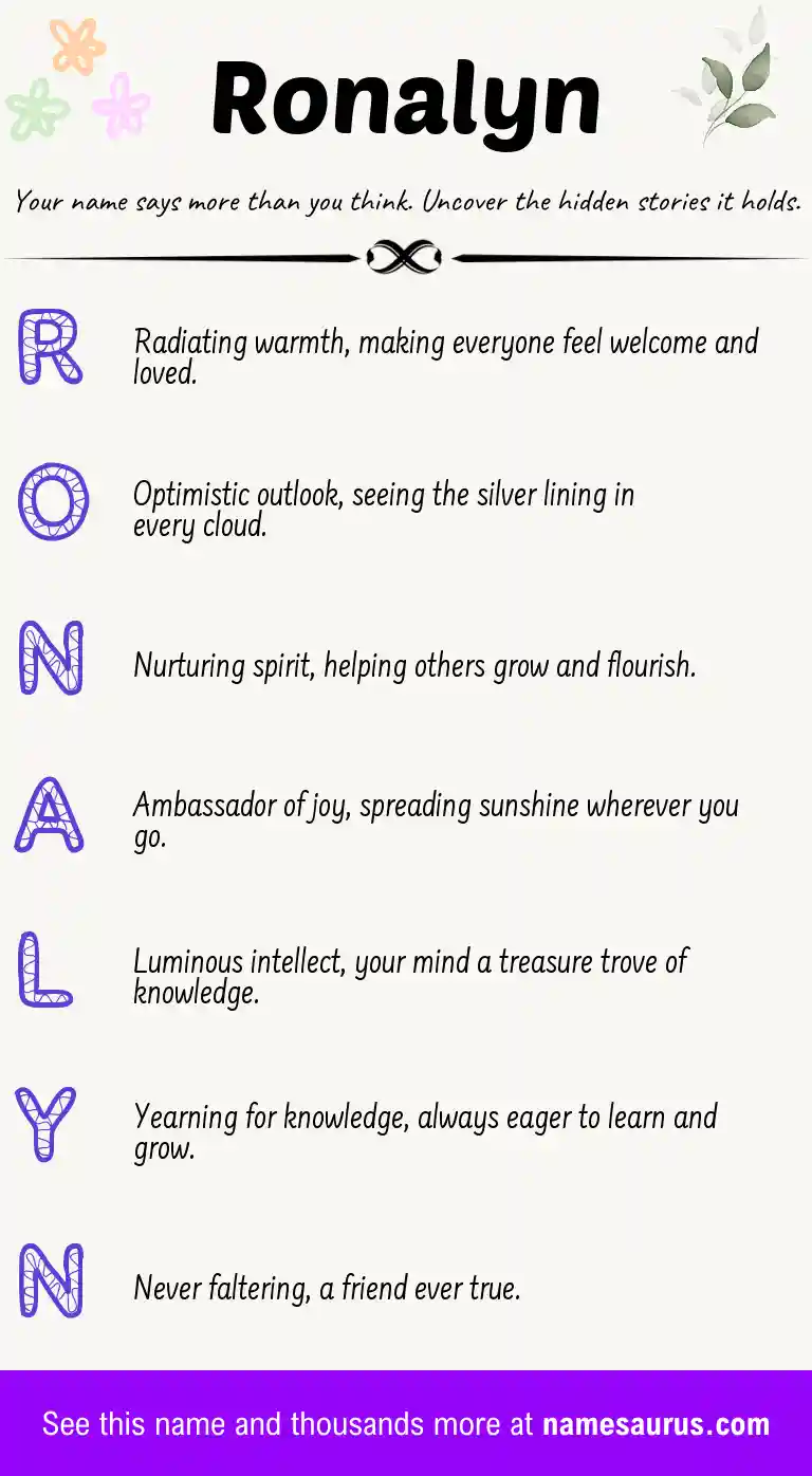 Acrostic poem about Ronalyn.