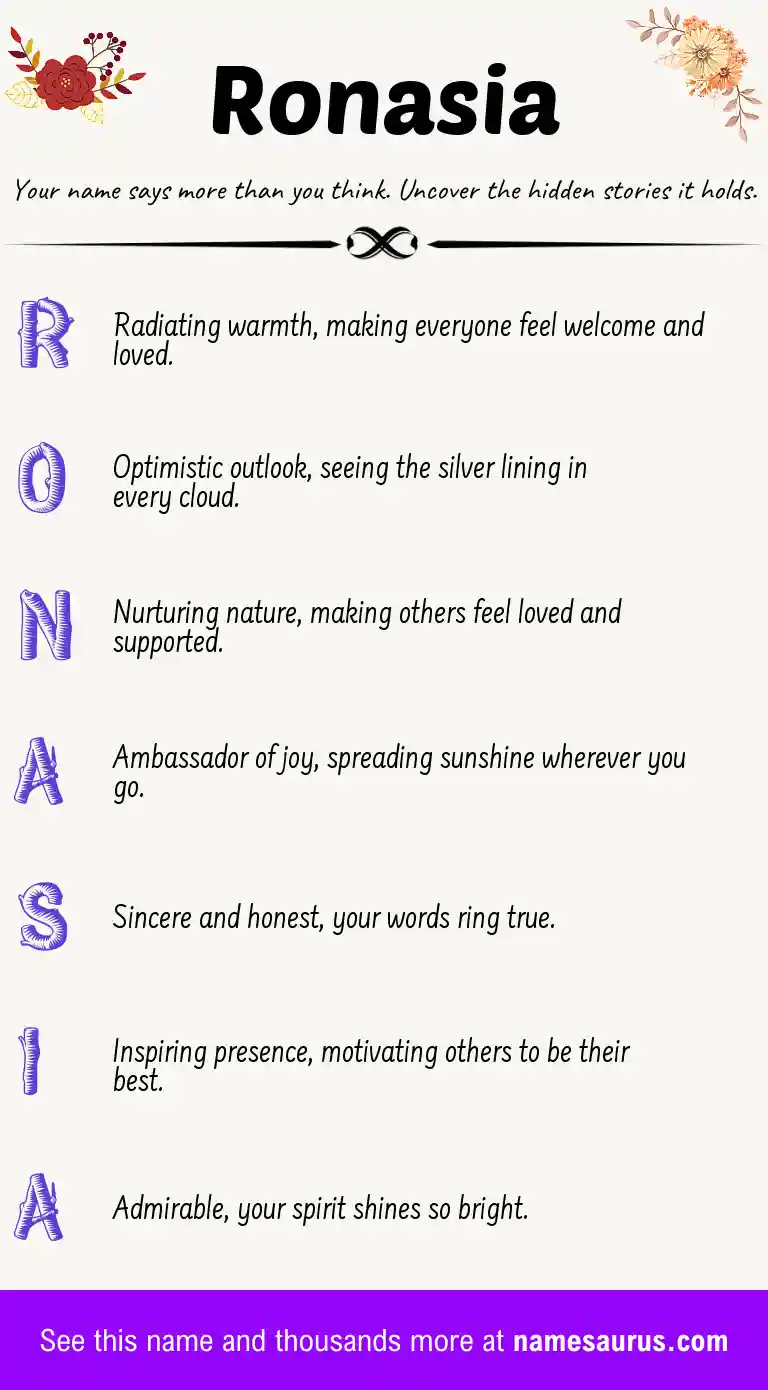 Acrostic poem about Ronasia.