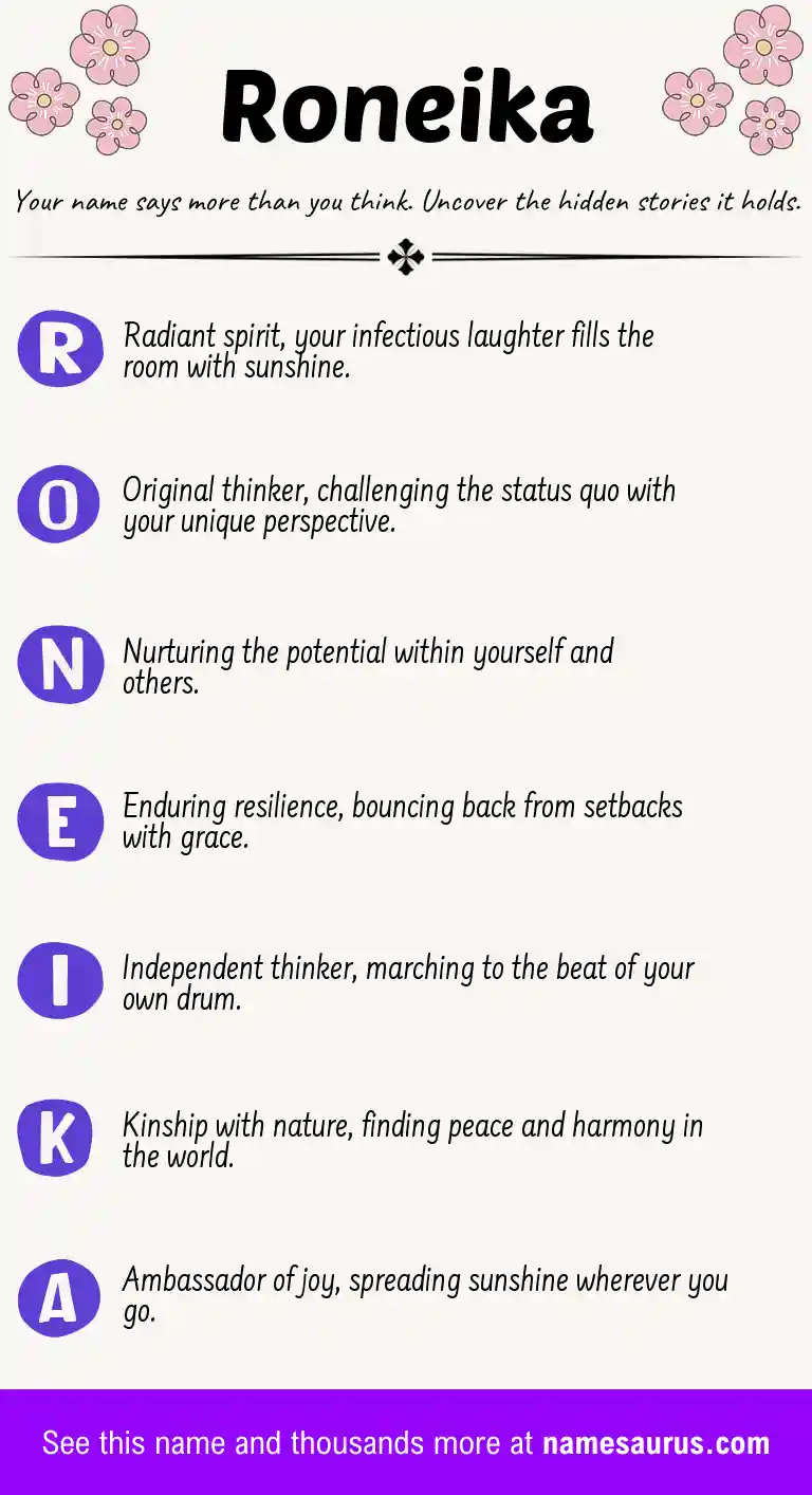 Acrostic poem about Roneika.