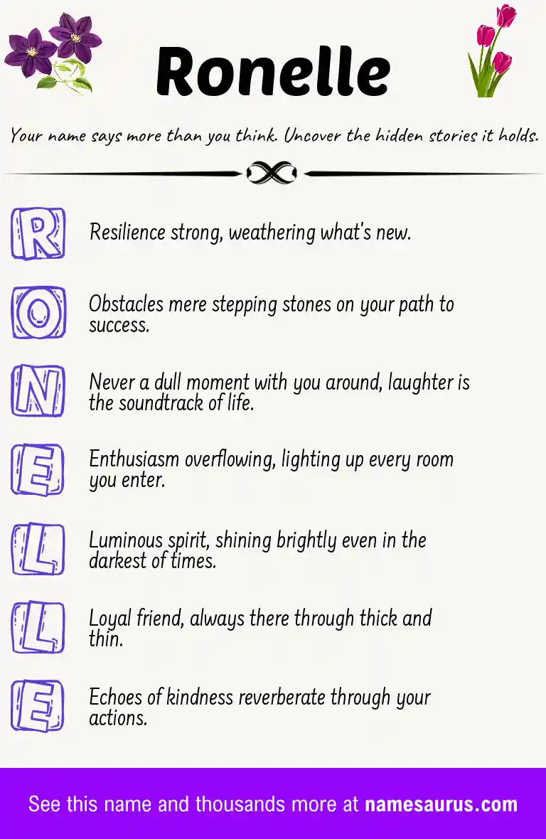 Acrostic poem about Ronelle.