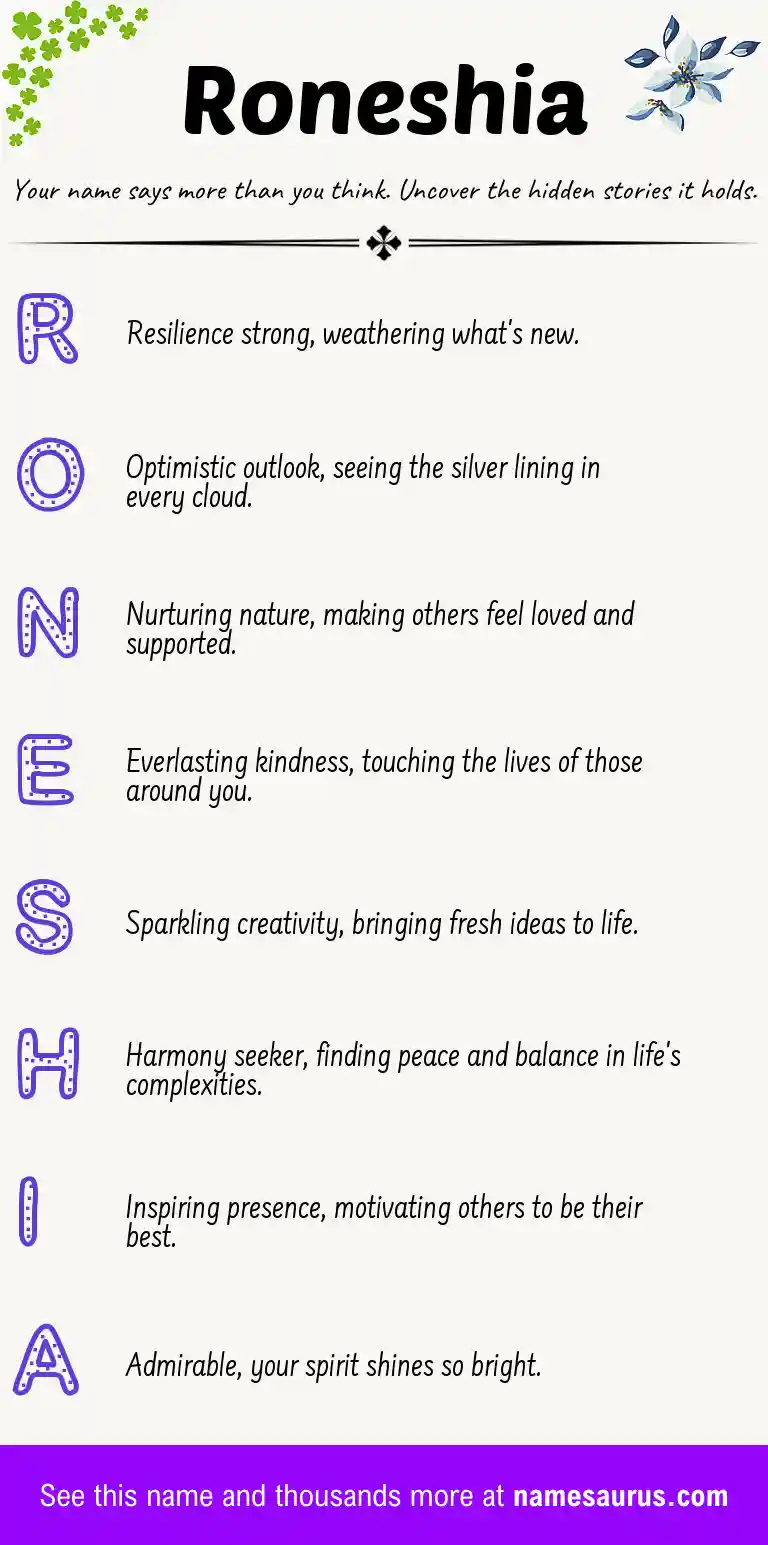 Acrostic poem about Roneshia.