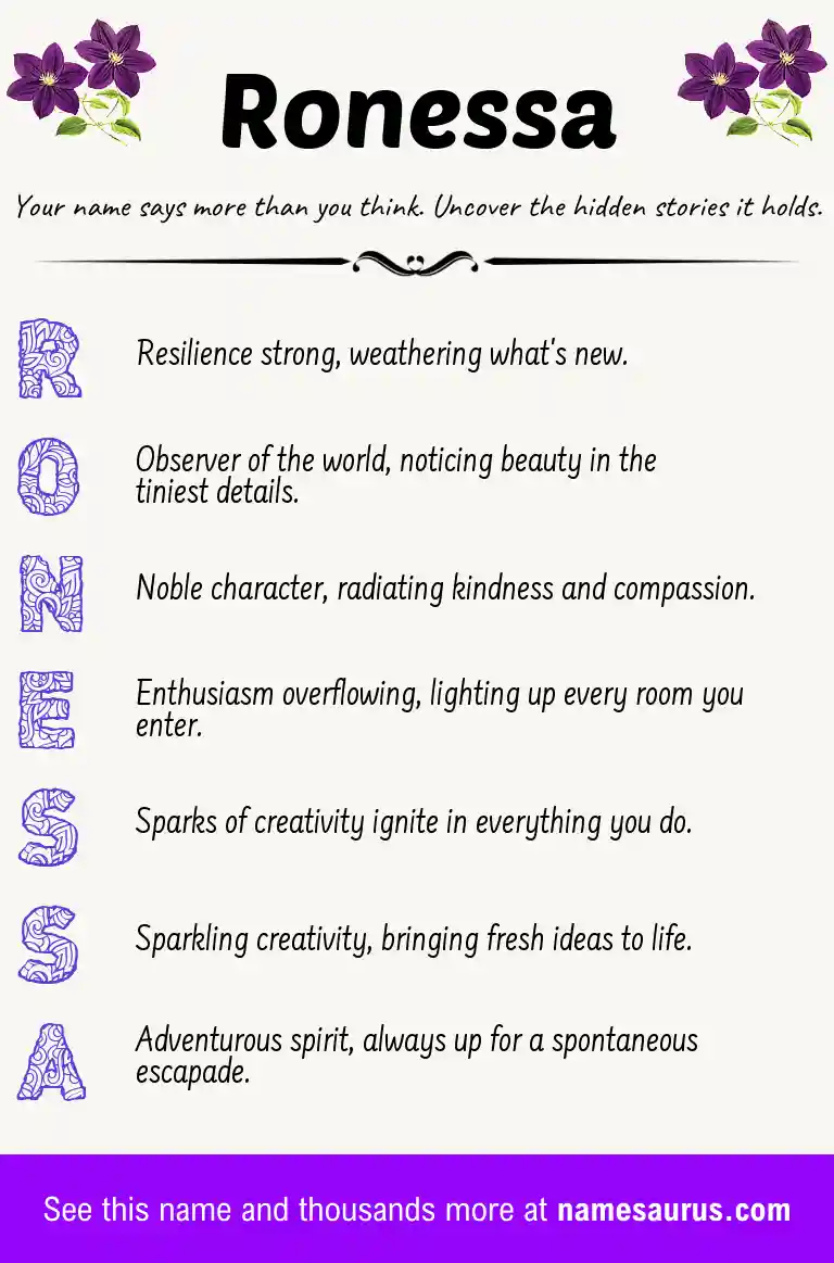 Acrostic poem about Ronessa.