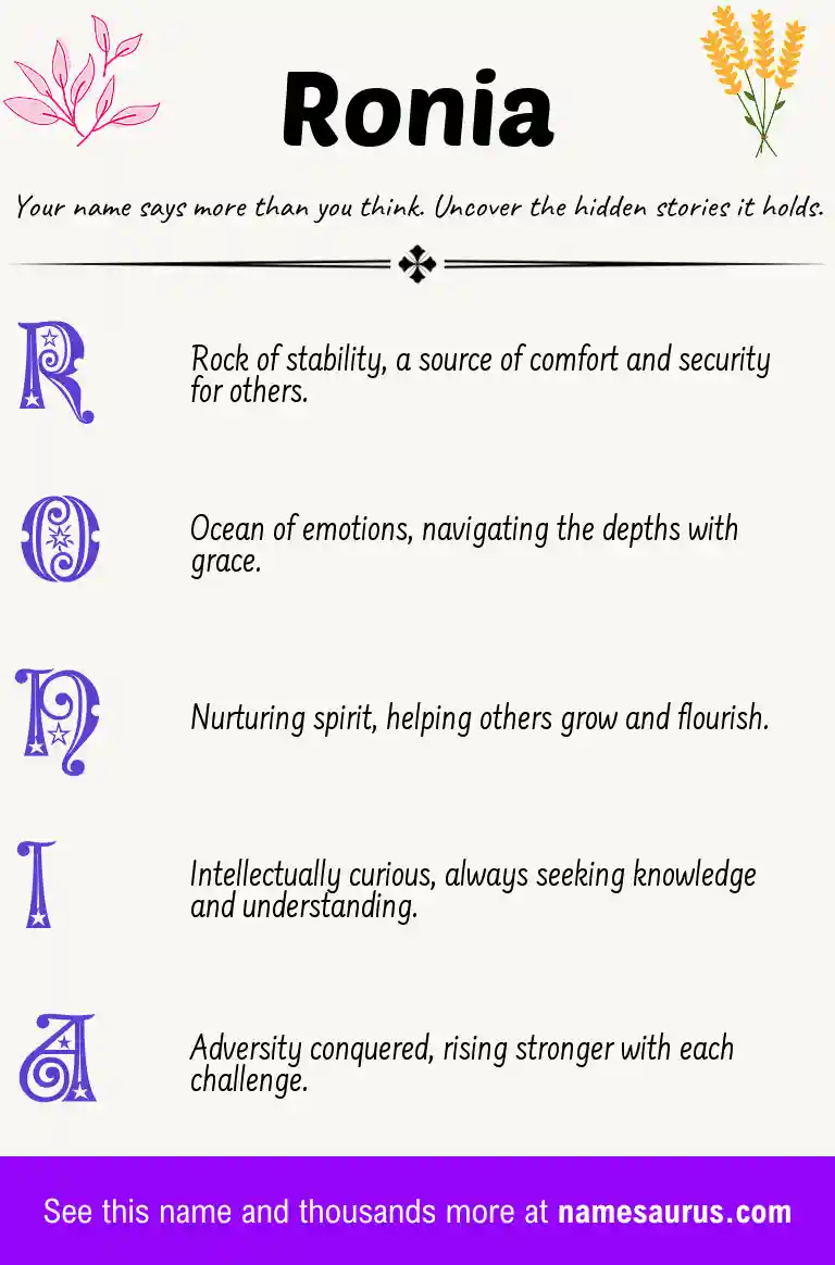 Acrostic poem about Ronia.