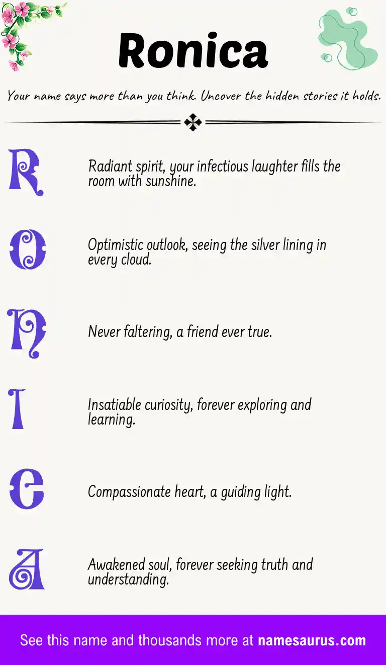 Acrostic poem about Ronica.