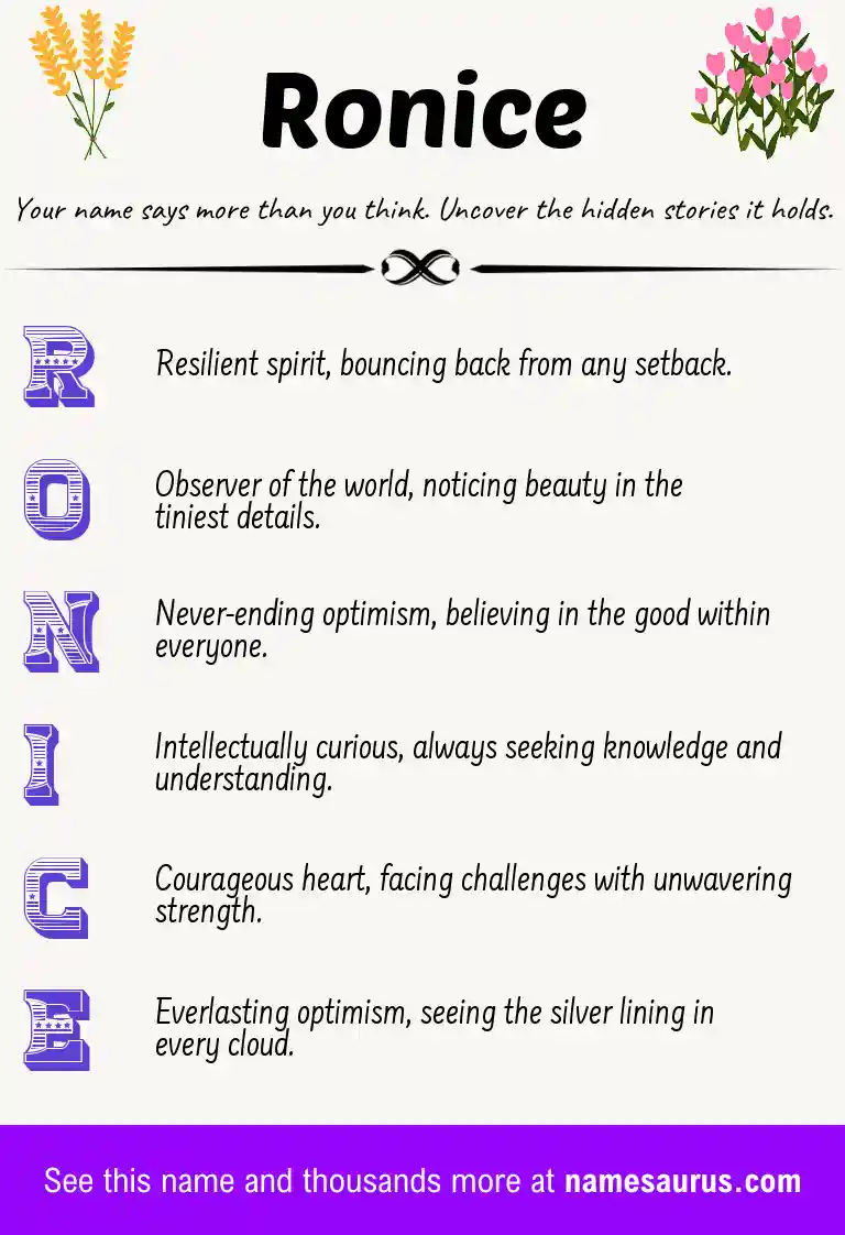 Acrostic poem about Ronice.