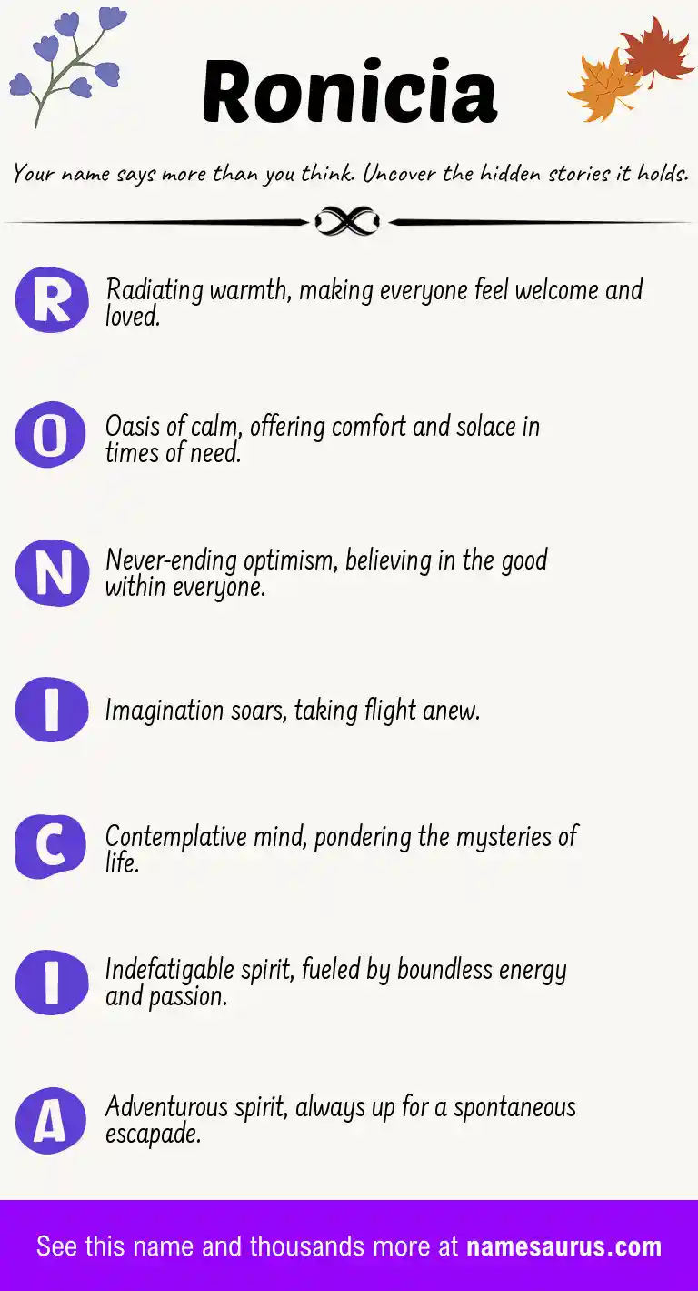 Acrostic poem about Ronicia.