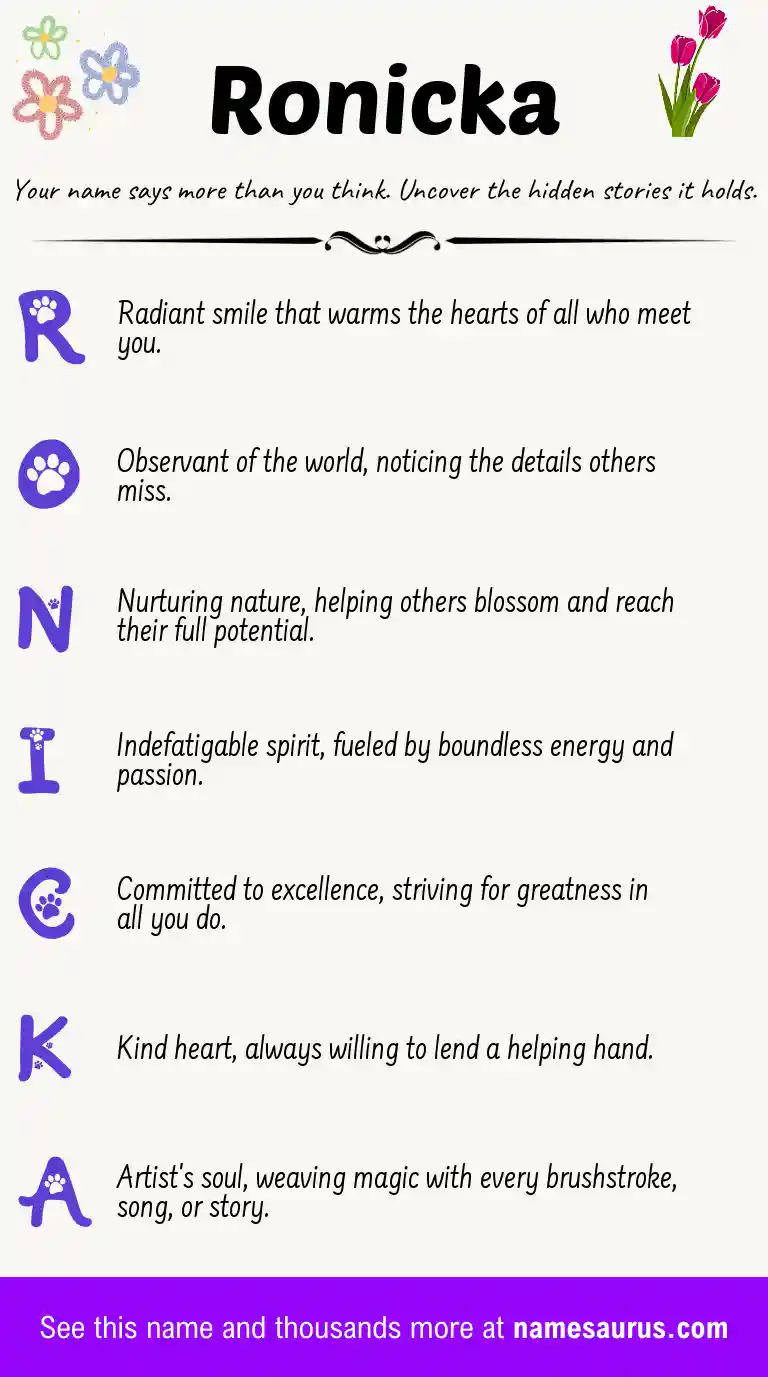 Acrostic poem about Ronicka.