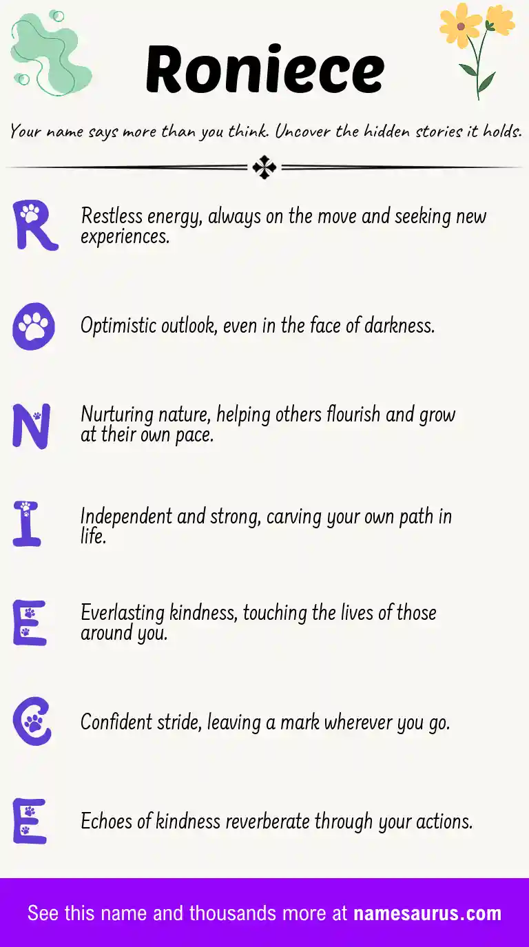 Acrostic poem about Roniece.