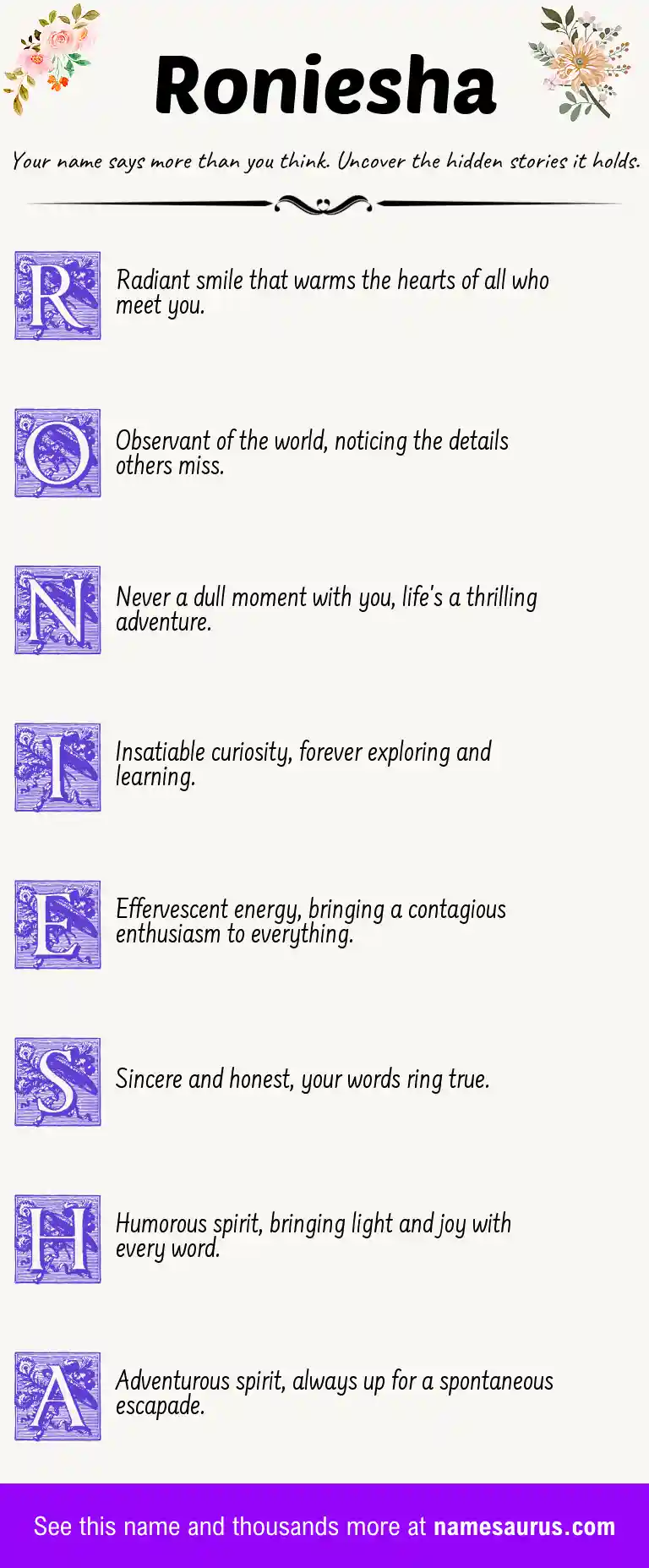 Acrostic poem about Roniesha.