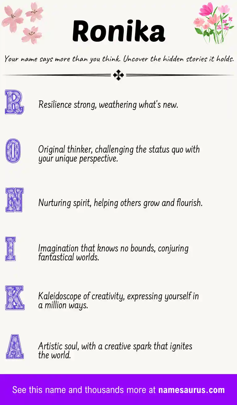 Acrostic poem about Ronika.