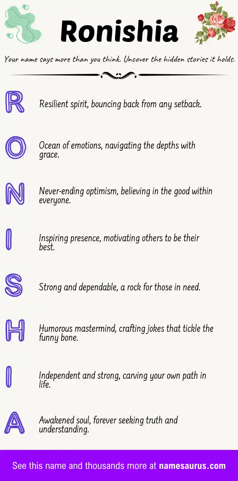 Acrostic poem about Ronishia.