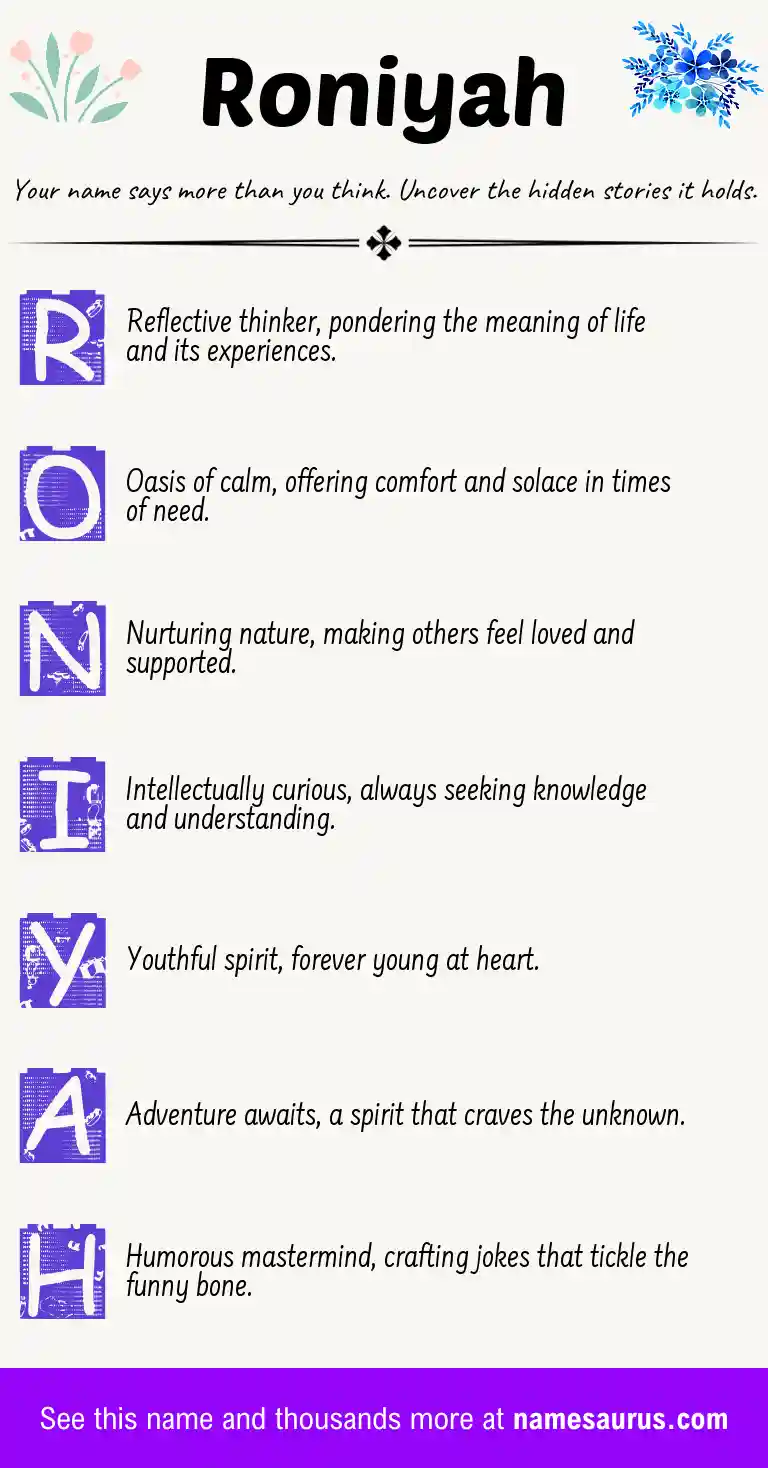 Acrostic poem about Roniyah.
