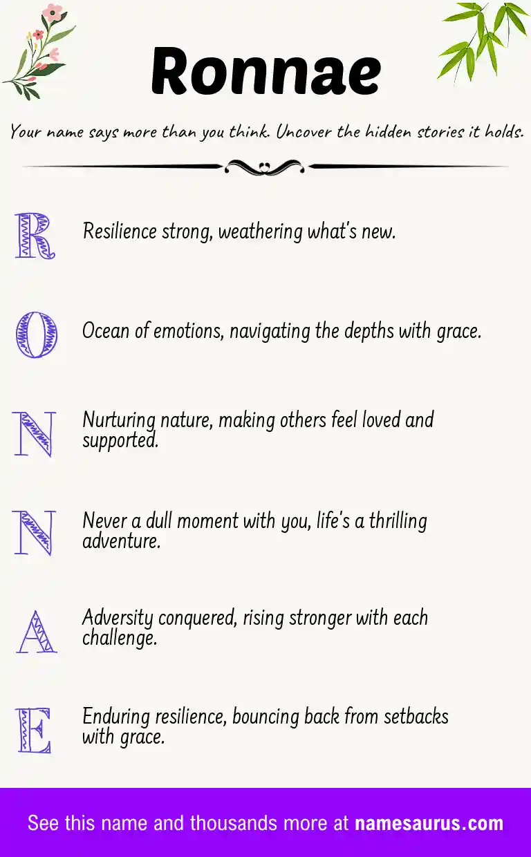 Acrostic poem about Ronnae.