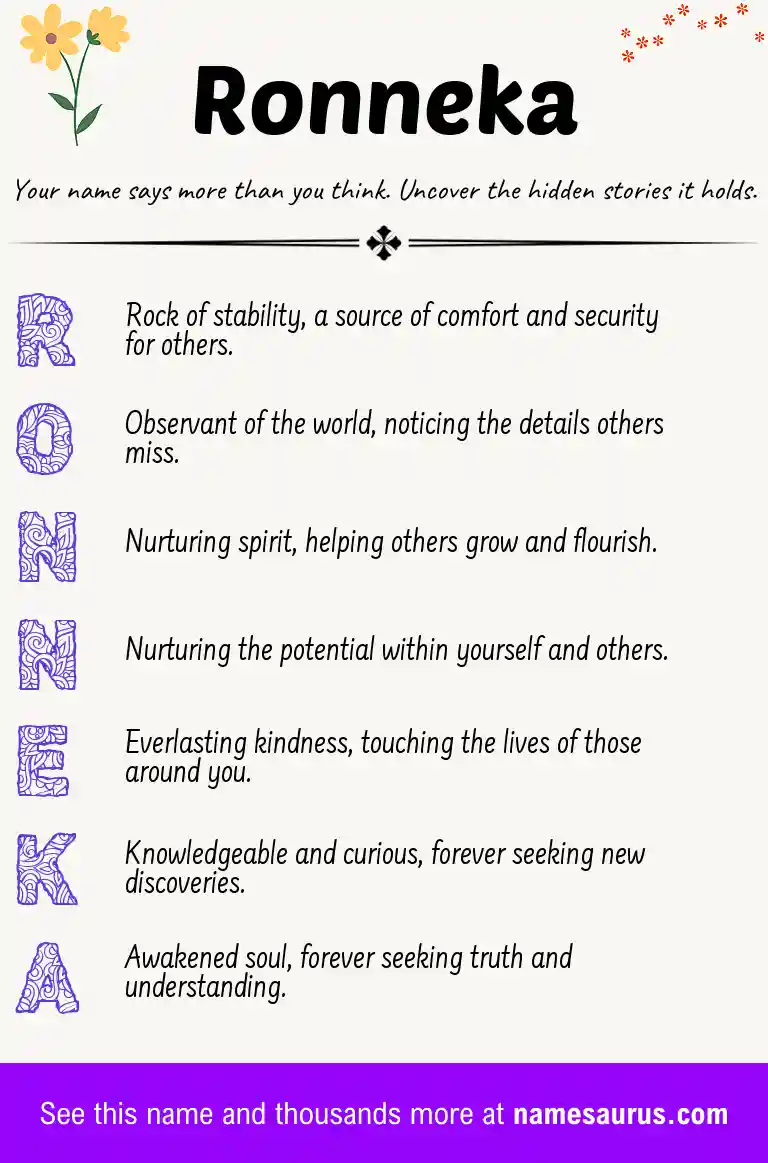 Acrostic poem about Ronneka.