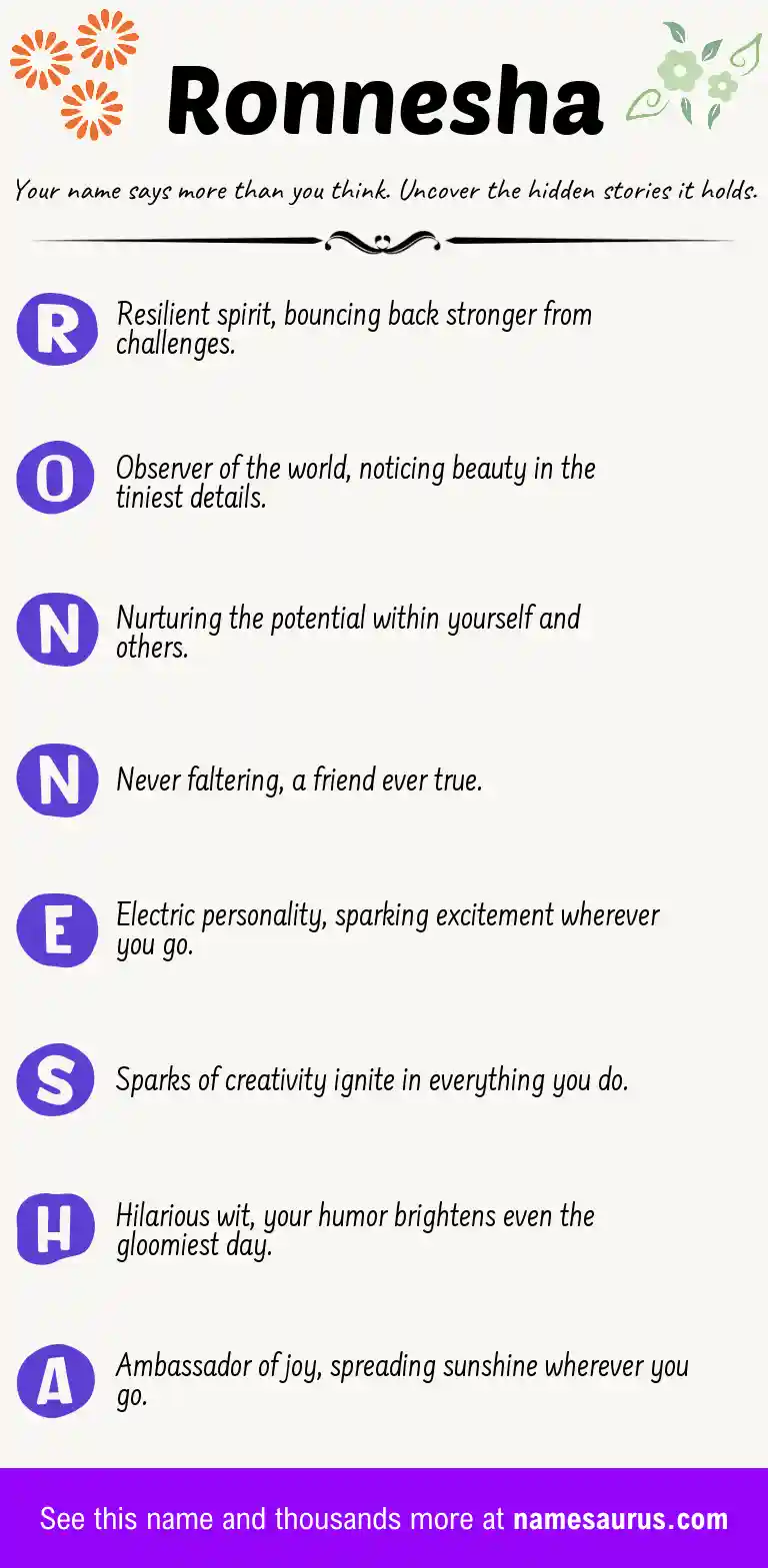 Acrostic poem about Ronnesha.