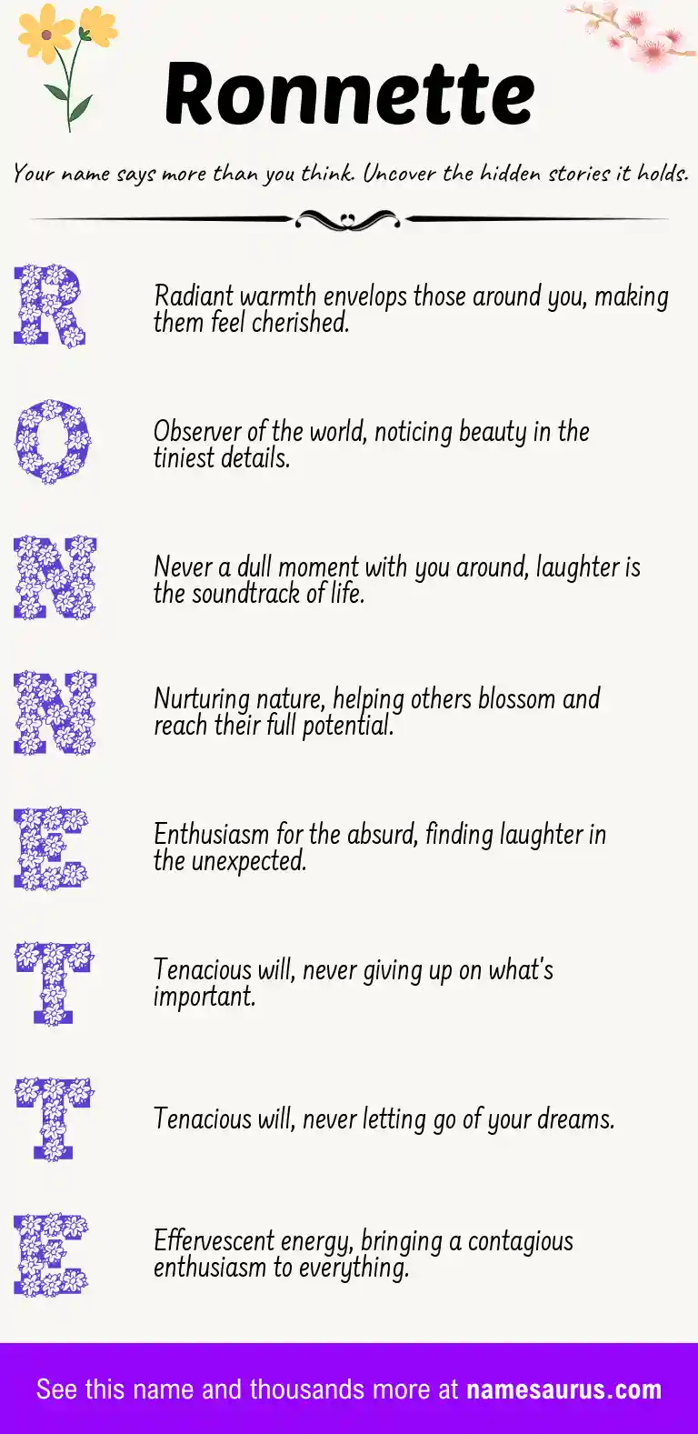 Acrostic poem about Ronnette.