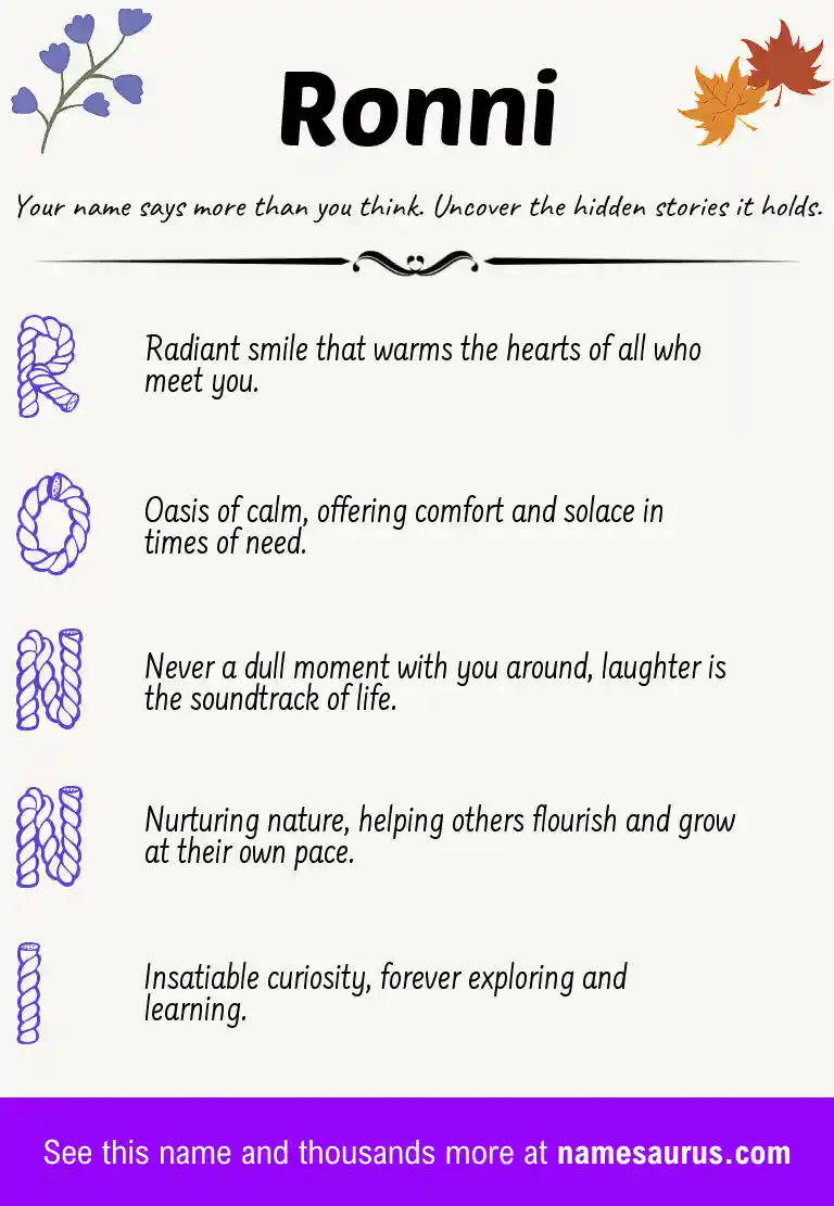 Acrostic poem about Ronni.