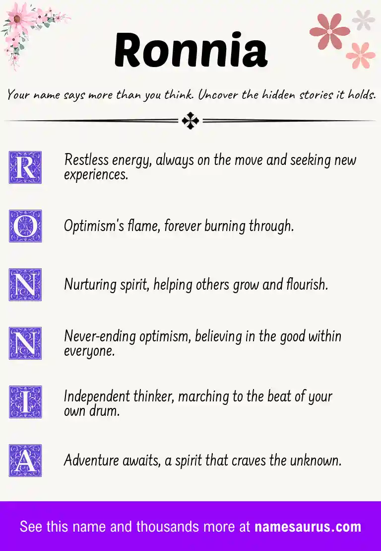 Acrostic poem about Ronnia.