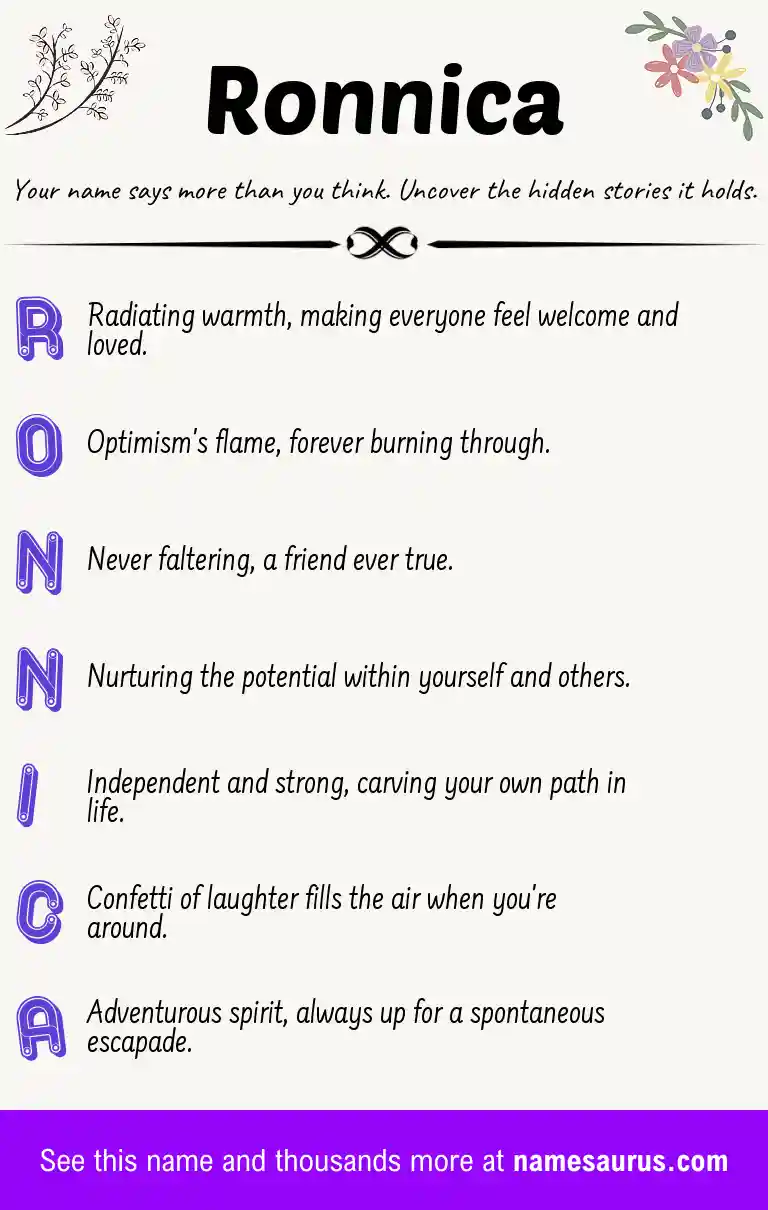 Acrostic poem about Ronnica.