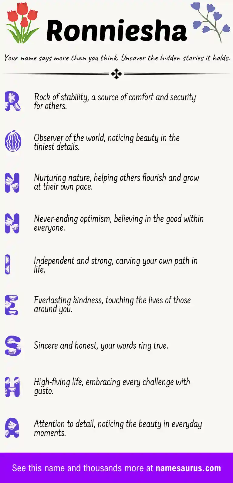 Acrostic poem about Ronniesha.
