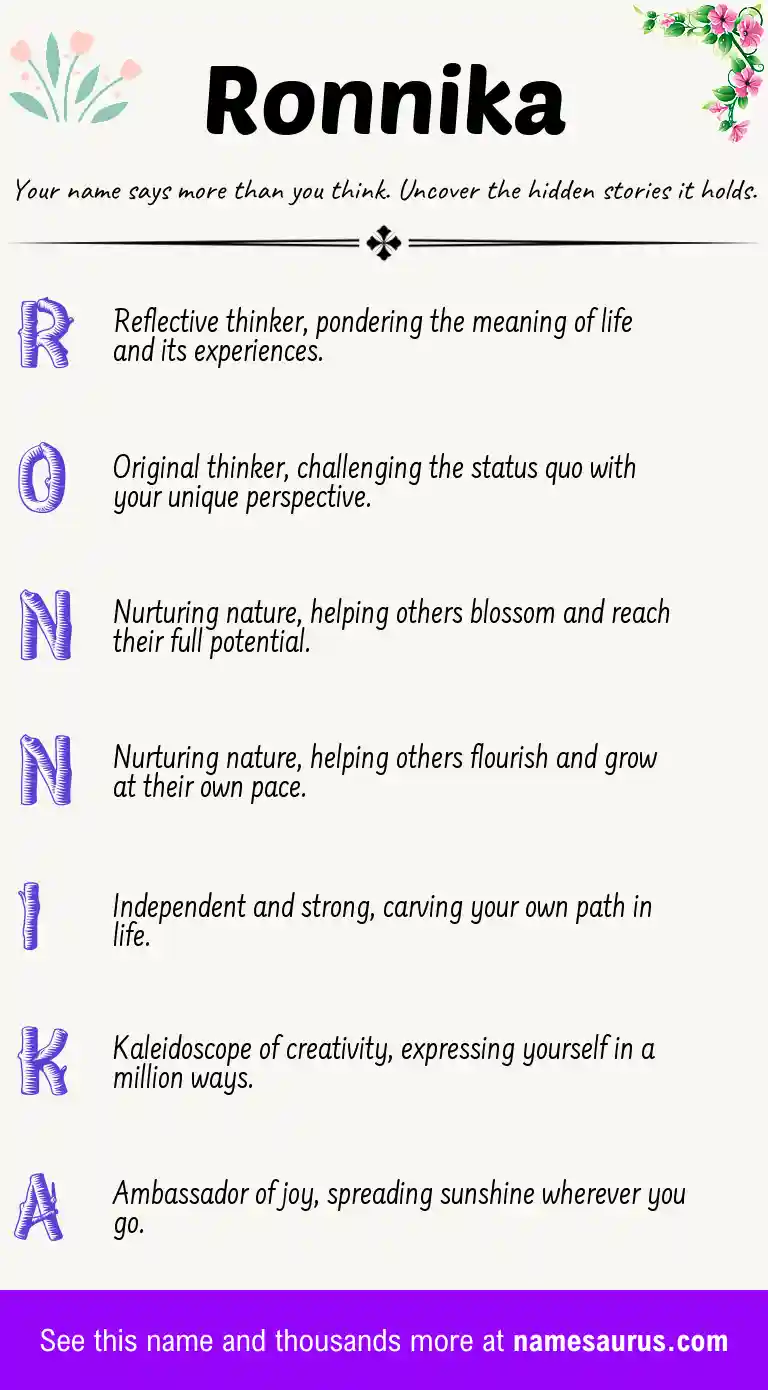 Acrostic poem about Ronnika.