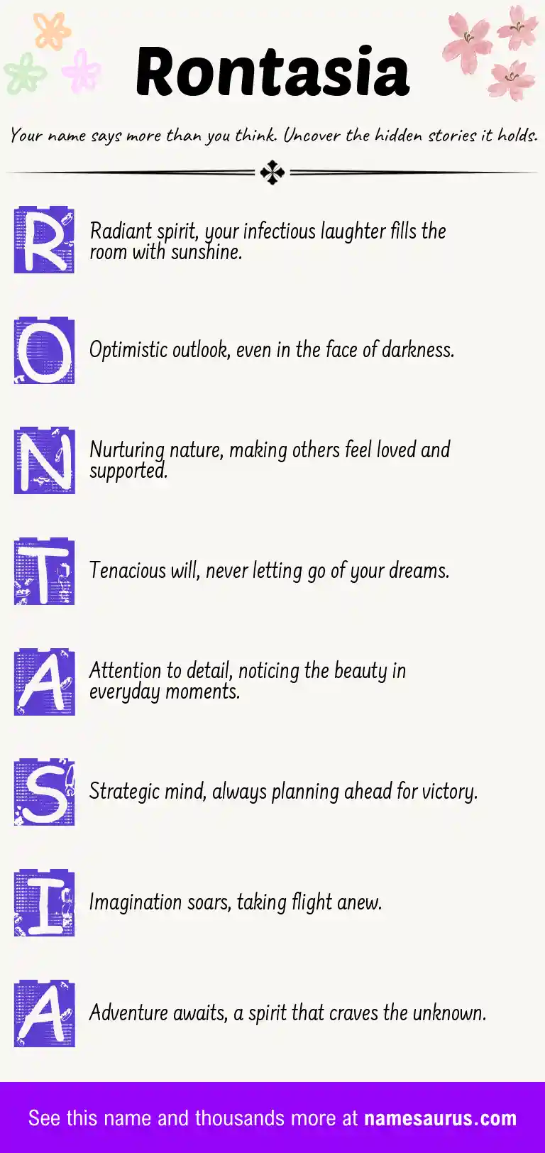 Acrostic poem about Rontasia.