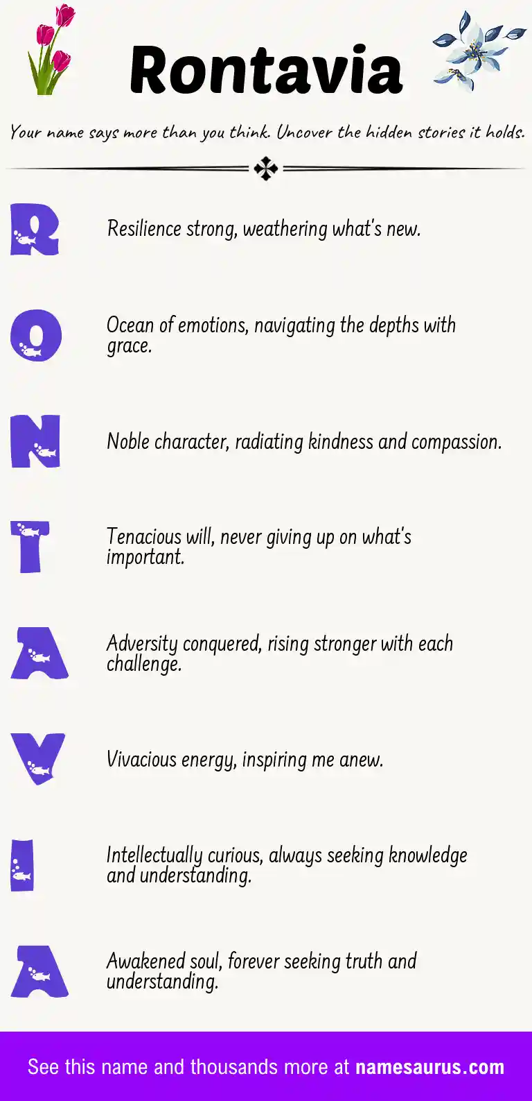Acrostic poem about Rontavia.