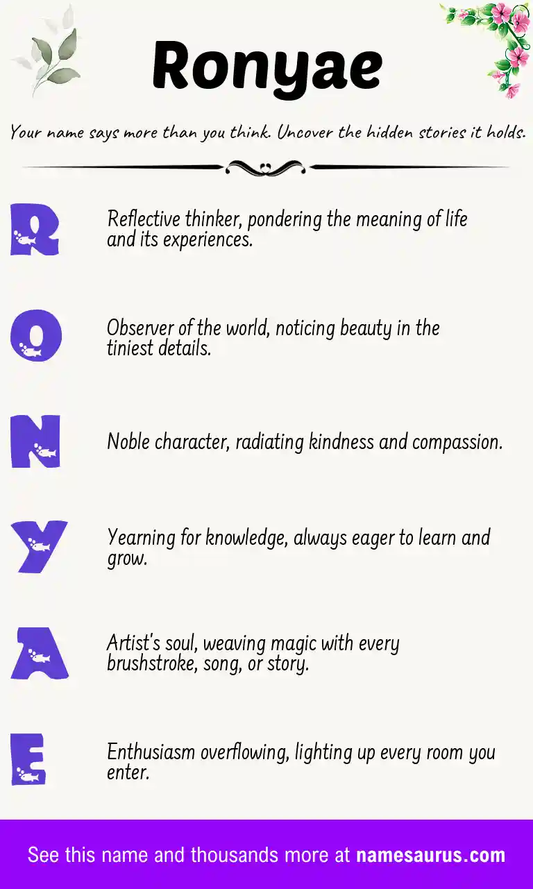 Acrostic poem about Ronyae.