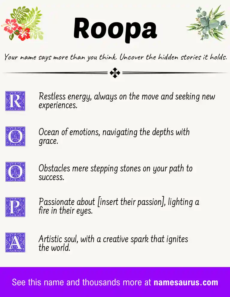 Acrostic poem about Roopa.