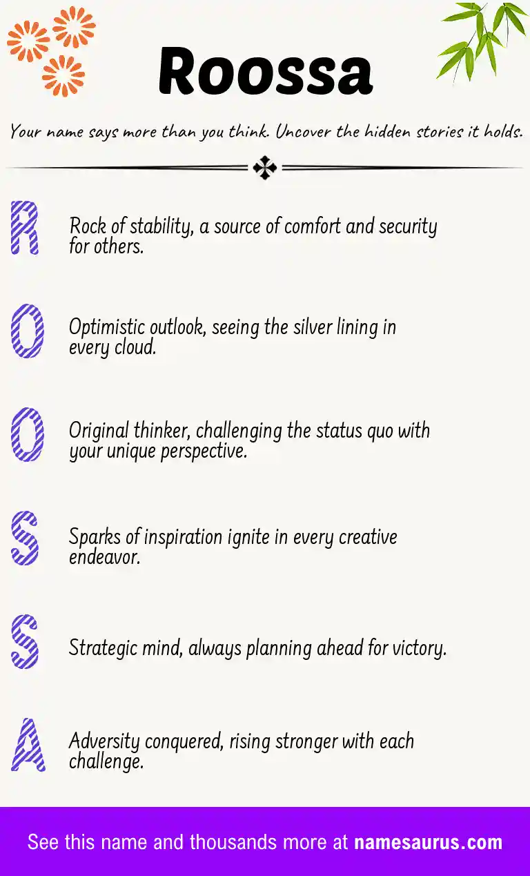 Acrostic poem about Roossa.
