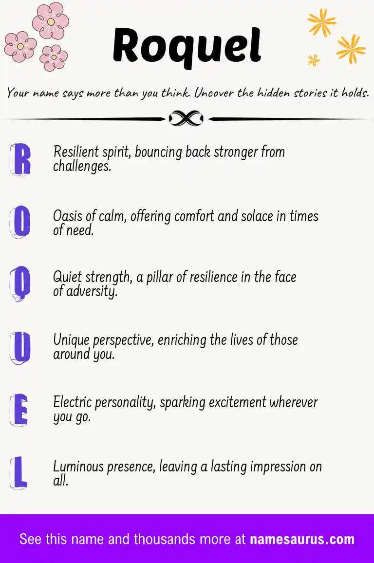 Acrostic poem about Roquel.