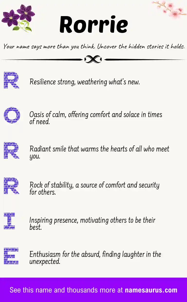 Acrostic poem about Rorrie.