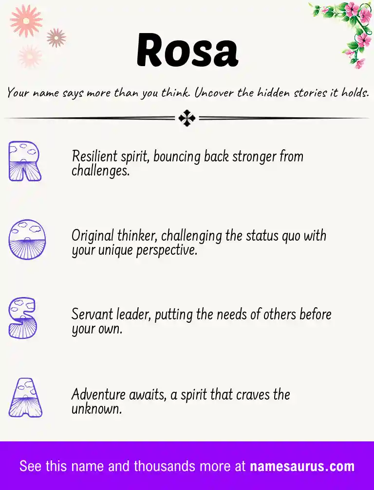 Acrostic poem about Rosa.
