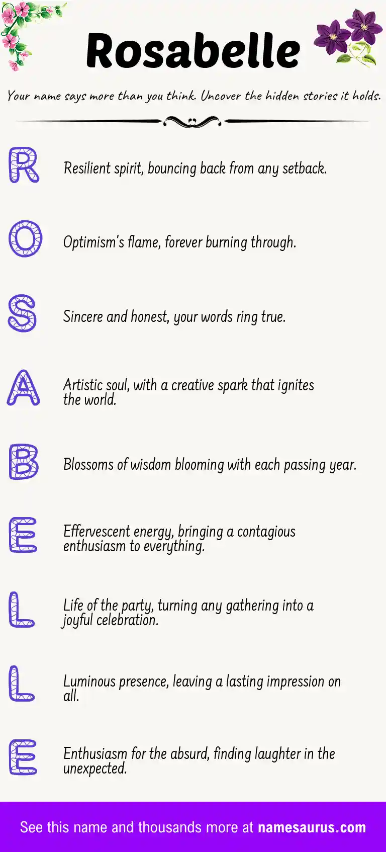 Acrostic poem about Rosabelle.