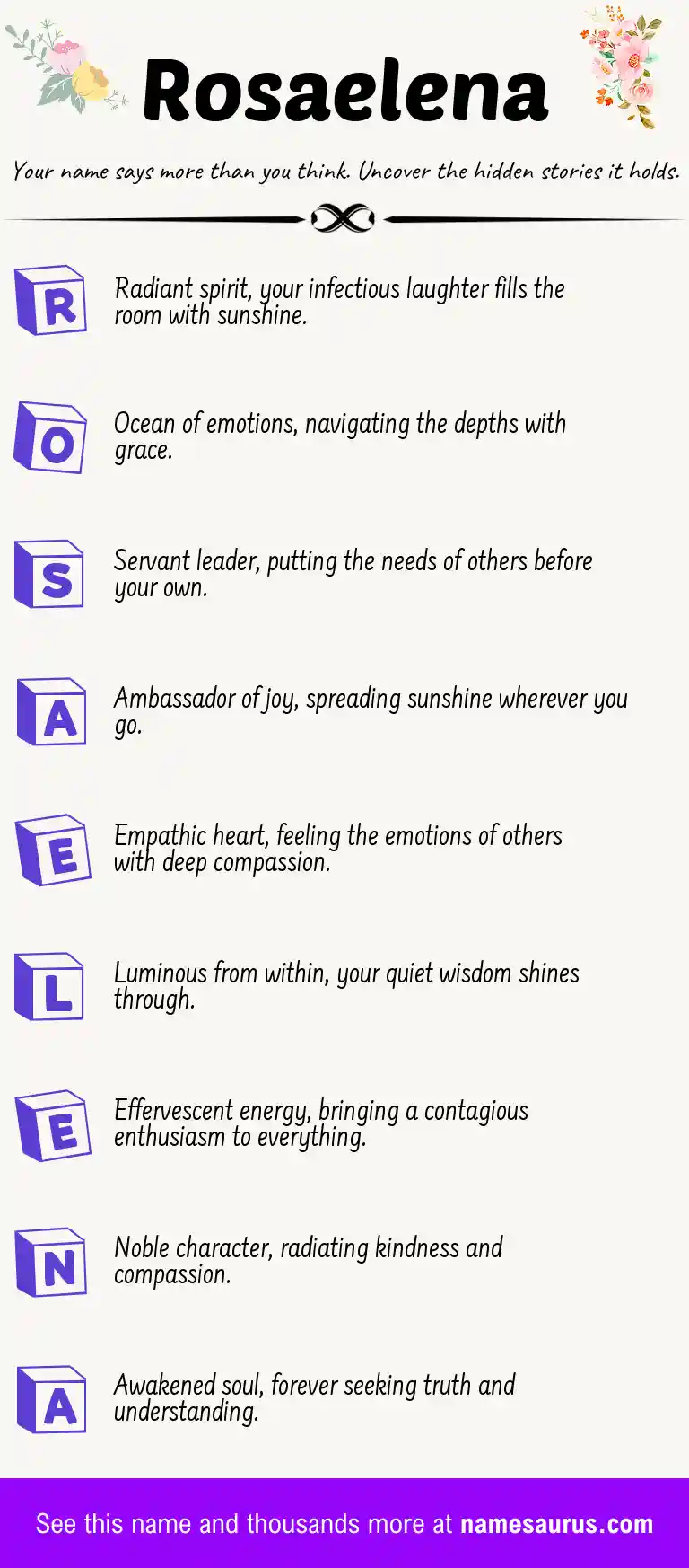 Acrostic poem about Rosaelena.