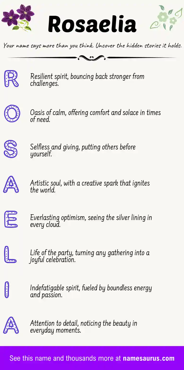 Acrostic poem about Rosaelia.