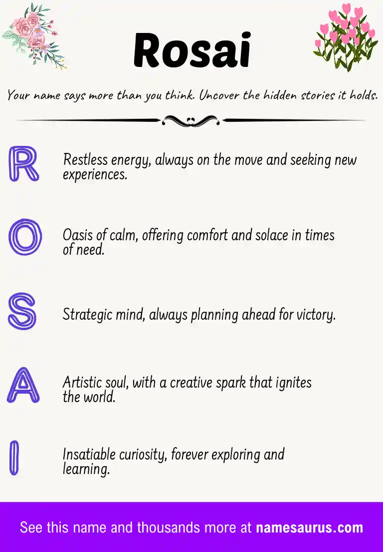 Acrostic poem about Rosai.