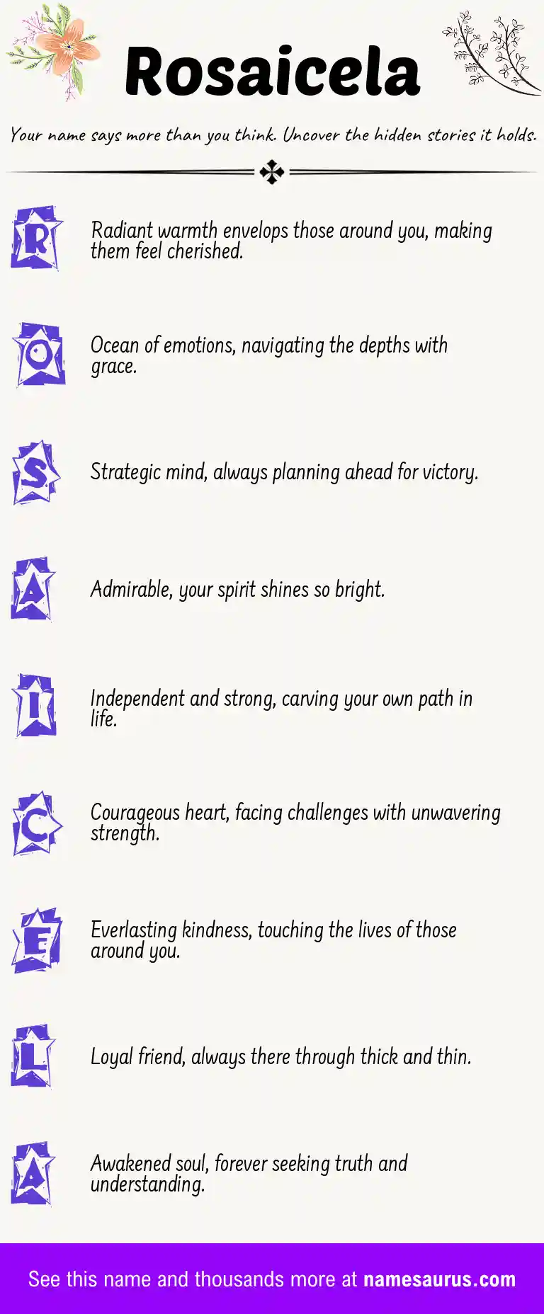 Acrostic poem about Rosaicela.