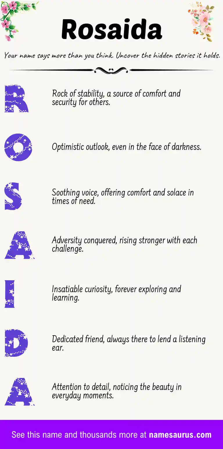 Acrostic poem about Rosaida.