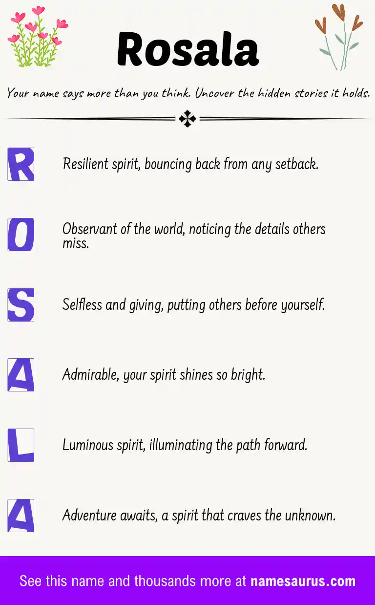 Acrostic poem about Rosala.
