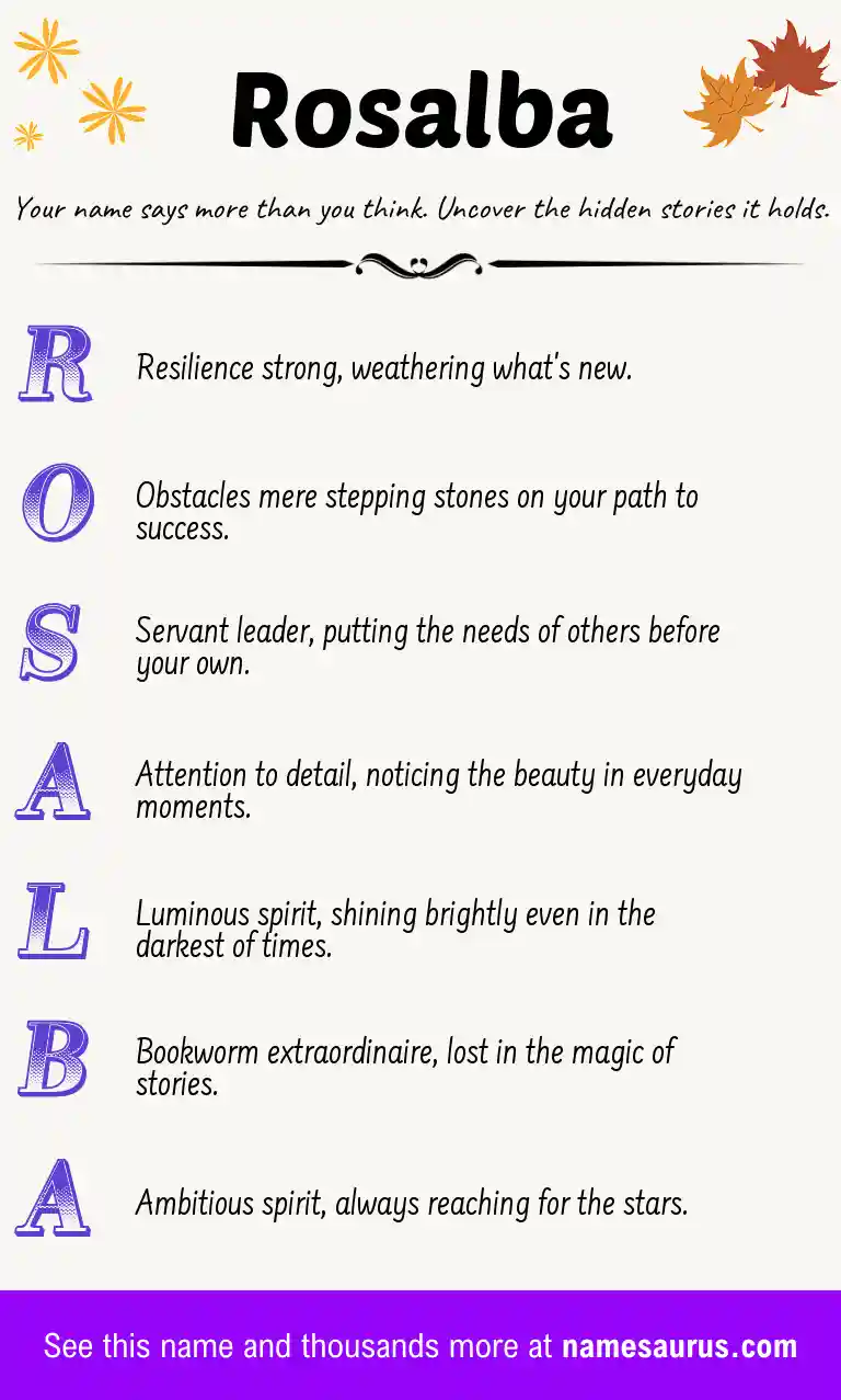 Acrostic poem about Rosalba.