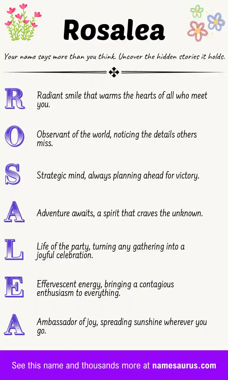 Acrostic poem about Rosalea.